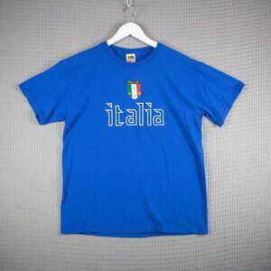 Italia Embroidered Tee Y2K 2000s Fruit of the Loom Mens L